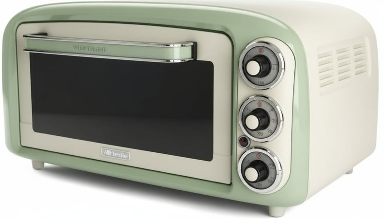 Ariete 979 forno elettrico di design 18 litri - ideale per pizza da 30 cm - doppio vetro - 1380 watt - acciaio inox - linea vintage - verde - ARI979GN