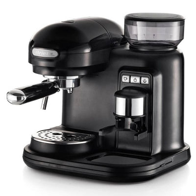 Ariete 1318 moderna macchina per caffè espresso con macinacaffè integrato, per caffè in grani e macinato, cappuccinatore per schiuma di latte, 1 filtro, 1080 w, 800 cc, nero - 131802