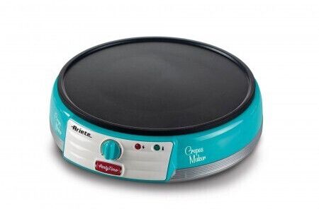Ariete 202 crepes maker party time - piastra per crepes antiaderente - 2 spatole in legno - ricettario - 1000 w - azzurro - ARI202