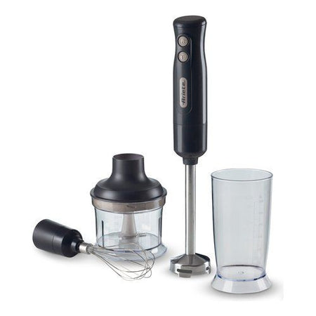 Ariete 601 frullatore a immersione con tritatutto, 700 w, 2 velocità, lama in acciaio inox, gamba removibile, bicchiere trasparente, dark & sahara grey - 00C060110AR0