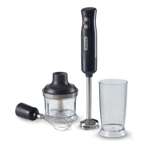Ariete 601 frullatore a immersione con tritatutto, 700 w, 2 velocità, lama in acciaio inox, gamba removibile, bicchiere trasparente, dark & sahara grey - 00C060110AR0