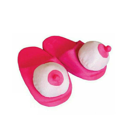 PANTOFOLE SEXY PARTY TETTE MORBIDE PELUCHE ROSA ADDIO AL CELIBATO GADGET PER ADULTI SCHERZO FESTA