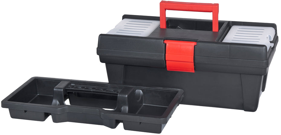 CASSETTA DEGLI ATTREZZI  NERA CON MANICO ROSSO RESISTENTE SOLIDA BEAST