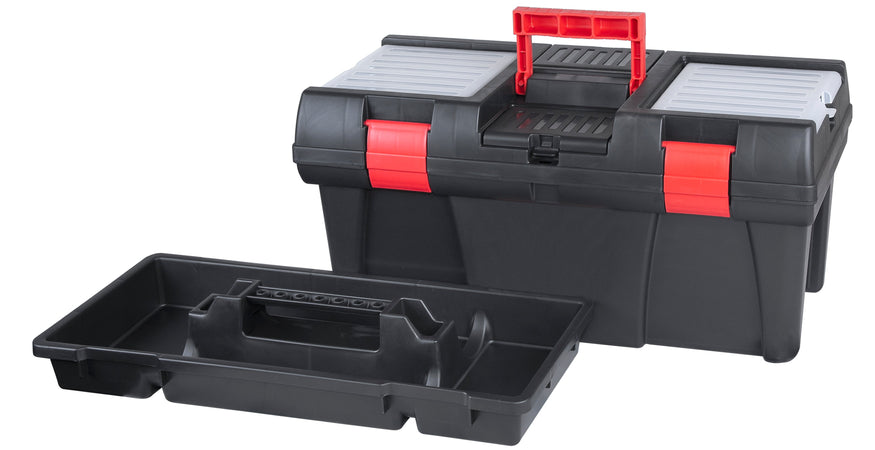 CASSETTA DEGLI ATTREZZI  NERA CON MANICO ROSSO RESISTENTE SOLIDA BEAST