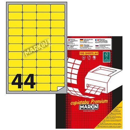 Etichette a4 fluo giallo 47 5x25mm - X210A406F-GI