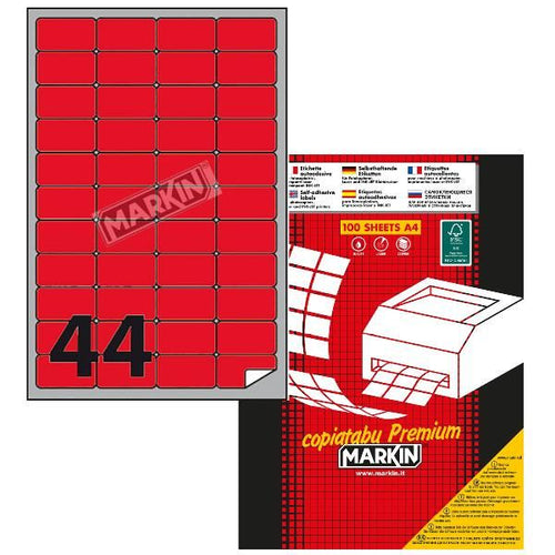 Etichette a4 fluo rosso 47 5x25mm - X210A406F-RO