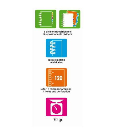 Cf5 quaderno spiralato fluoa5 120fg - 0236FLU0000