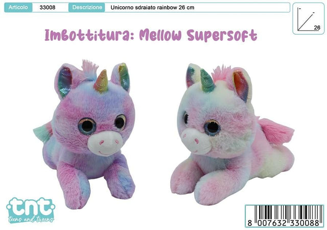 PELUCHE UNICORNO STESO CM.26