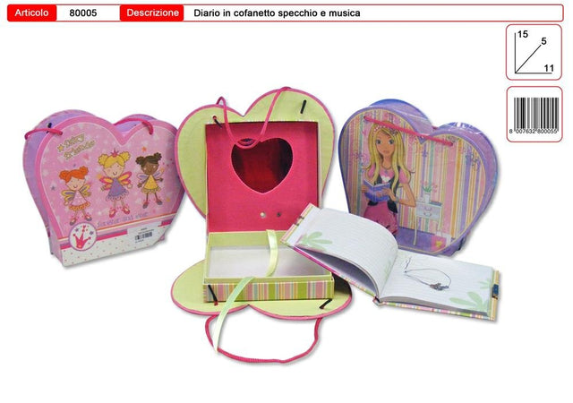 DIARIO IN COFANETTO C/SPECCHIO E MUSICA 3 ASS.