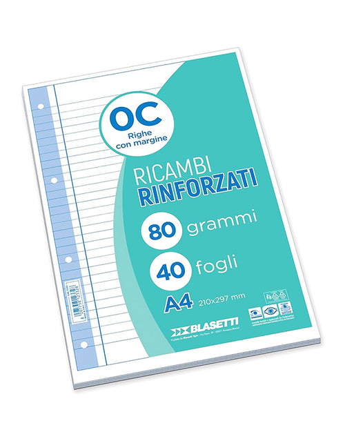 Ricambi forati rinforzati A4 rigo C per raccoglitori 80 pagine