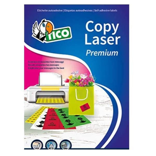 Etichette arancione fluo senza margini tico copy laser 210x297 mm - 1 et./foglio - conf. 70 fogli lp4fa-210297 - 102029