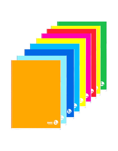 Pacco di quaderni A4 quadrettato 5 mm con margine - Rigo Q - vari colori 10 pezzi BM