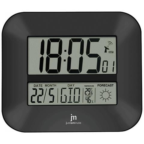 Orologio da parete justaminute digitale con datario e meteo nero 27 x 24 cm jd 9906 - JD9906
