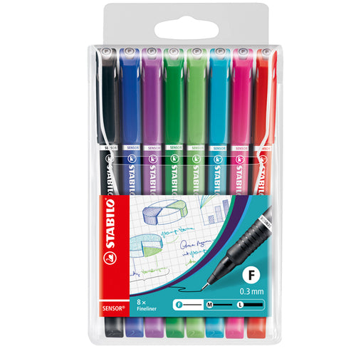 Astuccio 8 Fineliner Stabilo Sensor Punta 0.3Mm Colori Assortiti