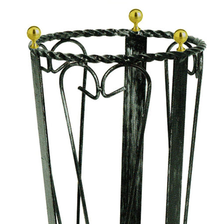 Portaombrelli in ferro battuto h 48 cm nero con pomelli in ottone
