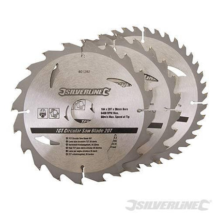 Silverline Lame per seghe circolari in TCT da 20 24 40 denti 3p.zi Silverline