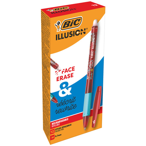 Scatola 12 Penna Sfera Gel Cancellabile Gelocity Illusion 0,7Mm Rosso Bic