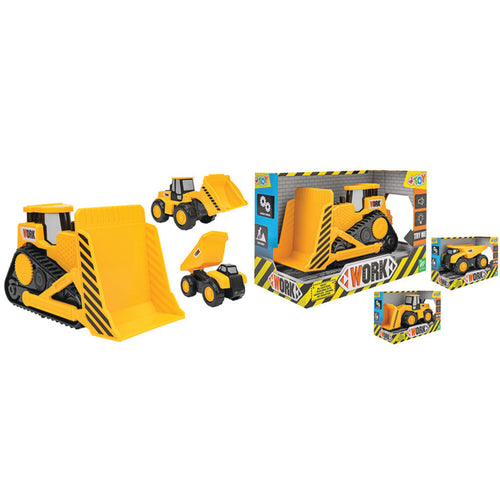 MEZZI DA LAVORO A RUOTA LIBERA CON LUCI E SUONI, 3 MODELLI ASSORTITI
