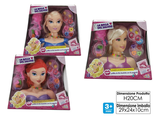 TESTA BAMBOLA PRINCIPESSE 3 ASS