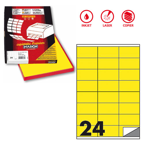 Etichetta Adesiva C/500 Giallo Fluo 100Fg A4 70X36Mm (24Et/Fg Markin