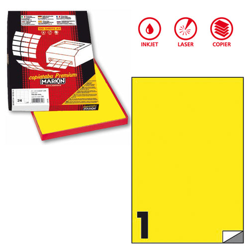 Etichetta Adesiva C/503 Giallo Fluo 100Fg A4 210X297Mm (1Et/Fg Markin