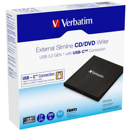 Lettore CD/DVD Esterno Slim USB 3.2 Gen1 con Porta USB-C