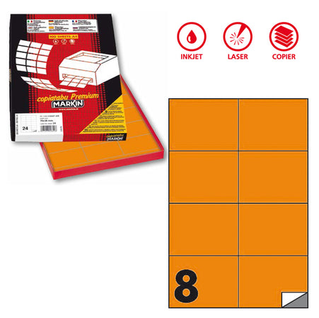 Etichetta Adesiva C/512 Arancio Fluo 100Fg A4 105X74,25Mm (8Et/Fg Markin