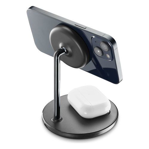 Cellularline mag duo wireless charger supporto con carica wireless 2 in 1 per dispositivi apple - MAGSF2IN1WIRK