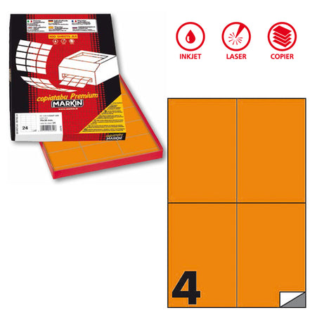 Etichetta Adesiva C/519 Arancio Fluo 100Fg A4 105X148,5Mm (4Et/Fg Markin