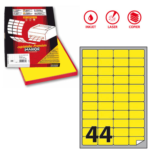 Etichetta Adesiva A/406 Giallo Fluo 100Fg A4 47,5X25,5Mm (44Et/Fg Markin