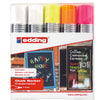 Astuccio 5 Marcatore Edding 4090 Punta Scalpello Gesso Liquido Assortiti Fluo