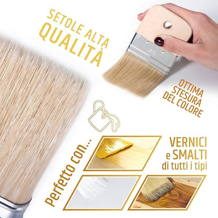 PENNELLIFICIO 2000 - Pennello Spalter per Effetti Decorativi, Pennello Piatto, Effetto Venature Legno, 7 cm 