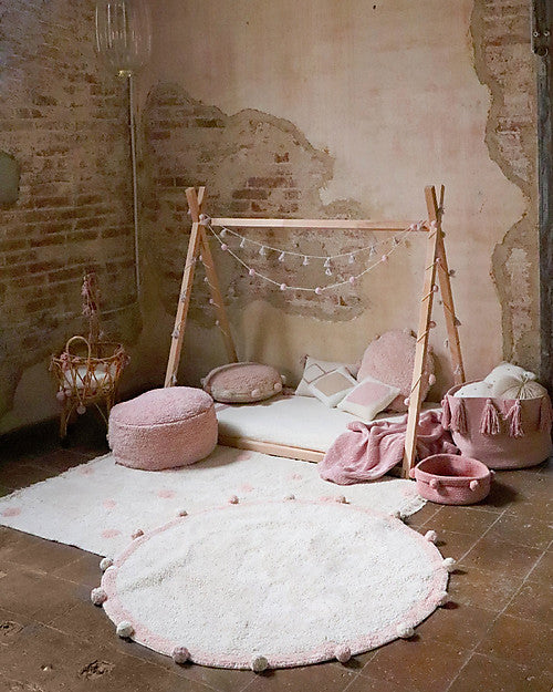 Tappeto Tondo Lavabile Bubbly - Rosa Vintage - 120 cm diametro Lorena Canals