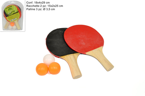 Racchette Ping Pong + 3 Palline