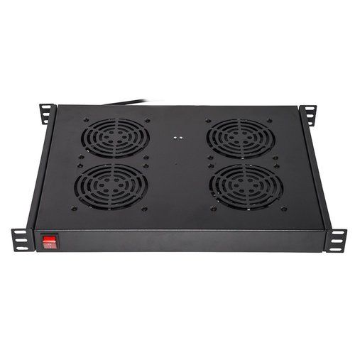 Ripiano link per armadi rack19 con 4 ventole nero 4 agganci 483x330x44mm con termostato - LKFAN4R
