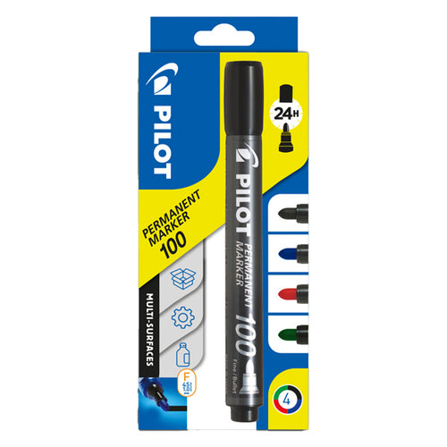 Astuccio 4 Marcatori Permanenti 100 Colori Assortiti P.Tonda 4.5Mm Pilot