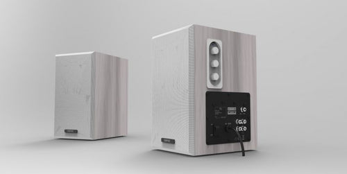 Casse acustiche preamplificate empire 64w bianco, supporto di montaggio a parete, 2 ingressi audio rca stereo - WB-64