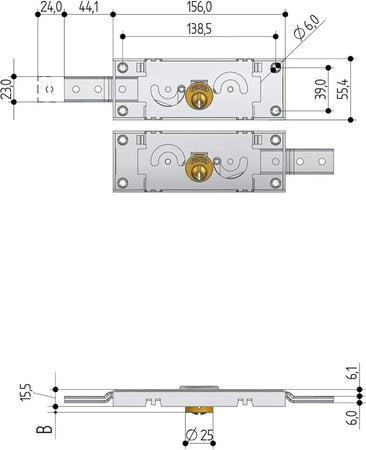 PREFER - COPPIA SERRATURE LATERALI DESTRA E SINISTRA PER SERRANDE SPORGENZA CILINDRO 5.5 MM