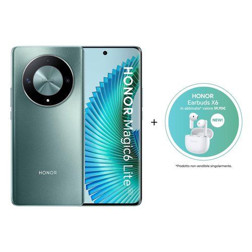Honor magic6 lite 5g + earbuds x6 17,2 cm (6.78\) doppia sim android 13 usb tipo-c 8 gb 512 gb 5300 mah verde - 8032976169186