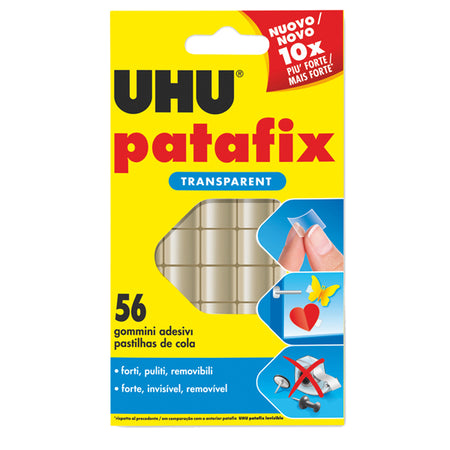 Blister 56 Supporti Trasparenti Gomma Adesiva Uhu Patafix Invisible