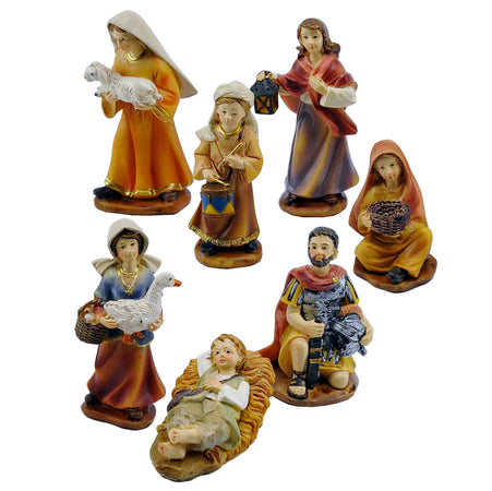 Pastorelli per presepe in poliresina con animali, doni e mestieri 23 soggetti 15 cm