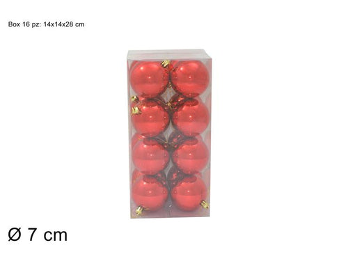 Box 16 palle lucide rosse diam. 7cm
