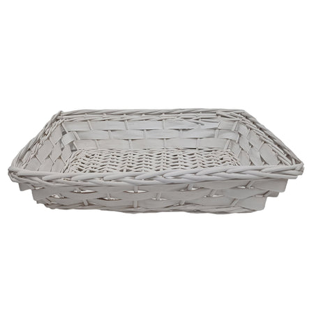 Cestino natalizio Rettangolare in Vimini bianco senza manici per confezioni regalo da 50 cm