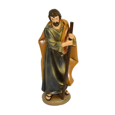 Statua San Giuseppe per presepe natività in poliresina decorata a mano