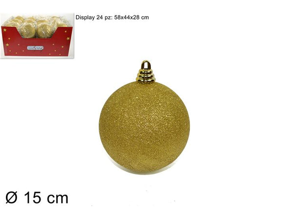 Palla 15cm glitterara oro.