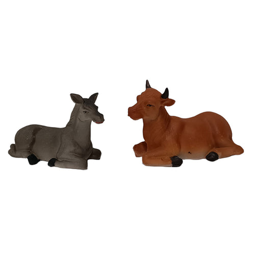 Asinello e Bue seduti in PVC decorazione natalizia per presepe