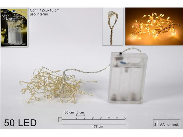 Gocce 50 Micro Led a Batteria Bianco Caldo