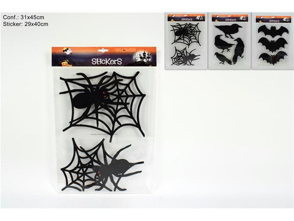 Sticker Halloween Floccati 29x40cm 3 Assortimenti