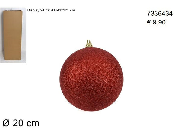 Palla 20cm Glitterata Rosso