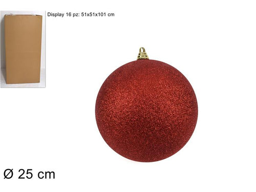 Palla 25cm Glitterata Rossa.